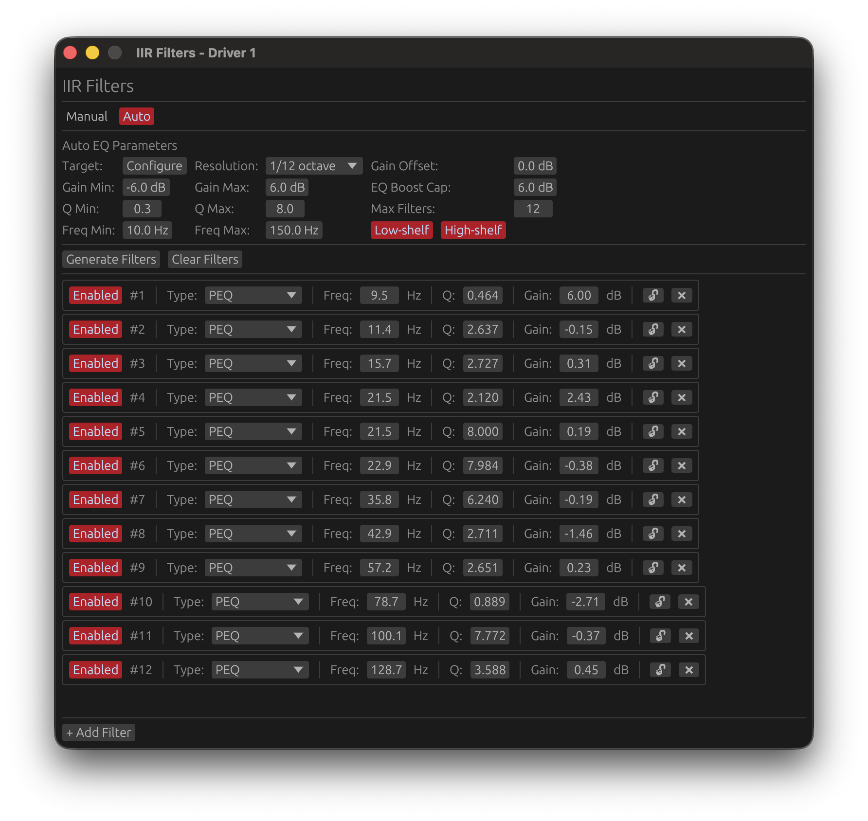 IIR Filters Configuration