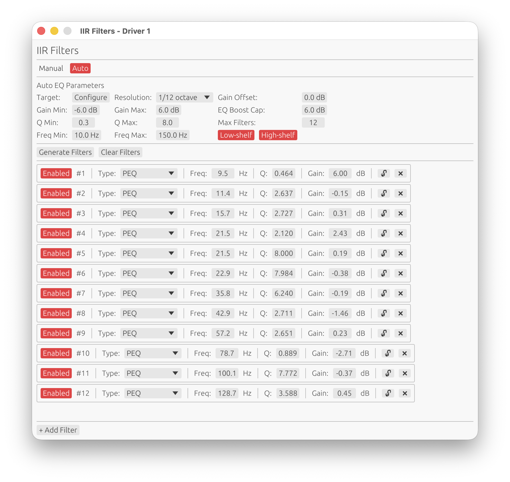 IIR Filters Configuration
