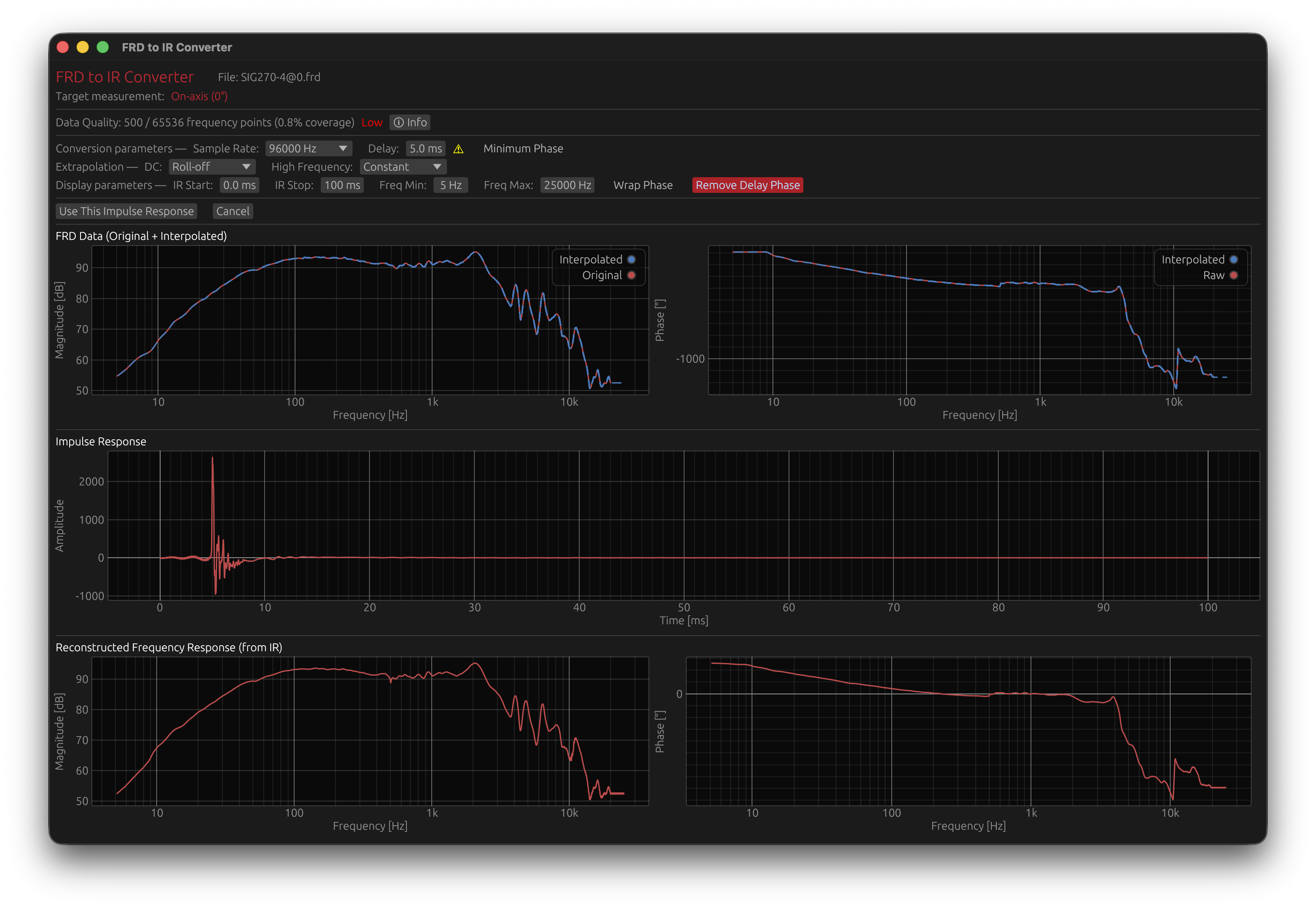 FRD to IR Converter Window