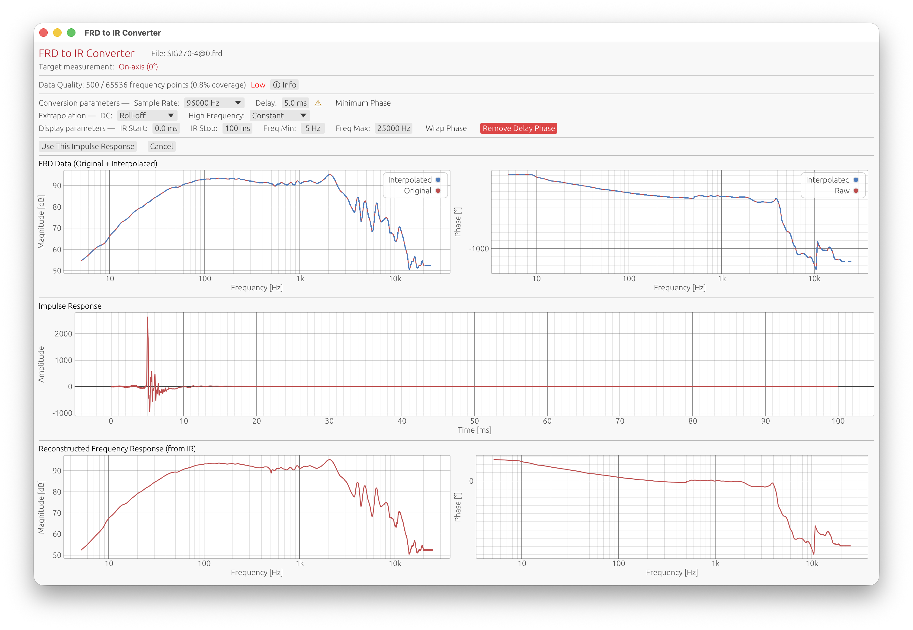 FRD to IR Converter Window