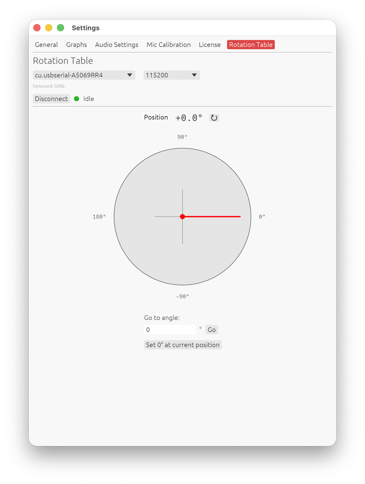Rotation Table Settings – light theme