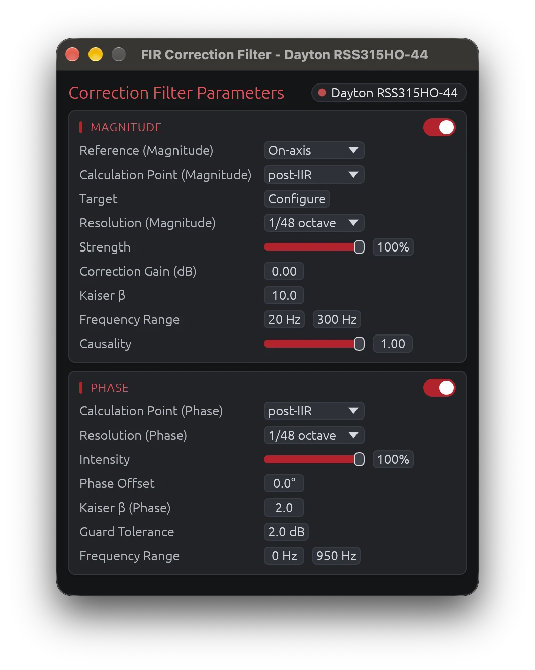 FIR Correction Configuration