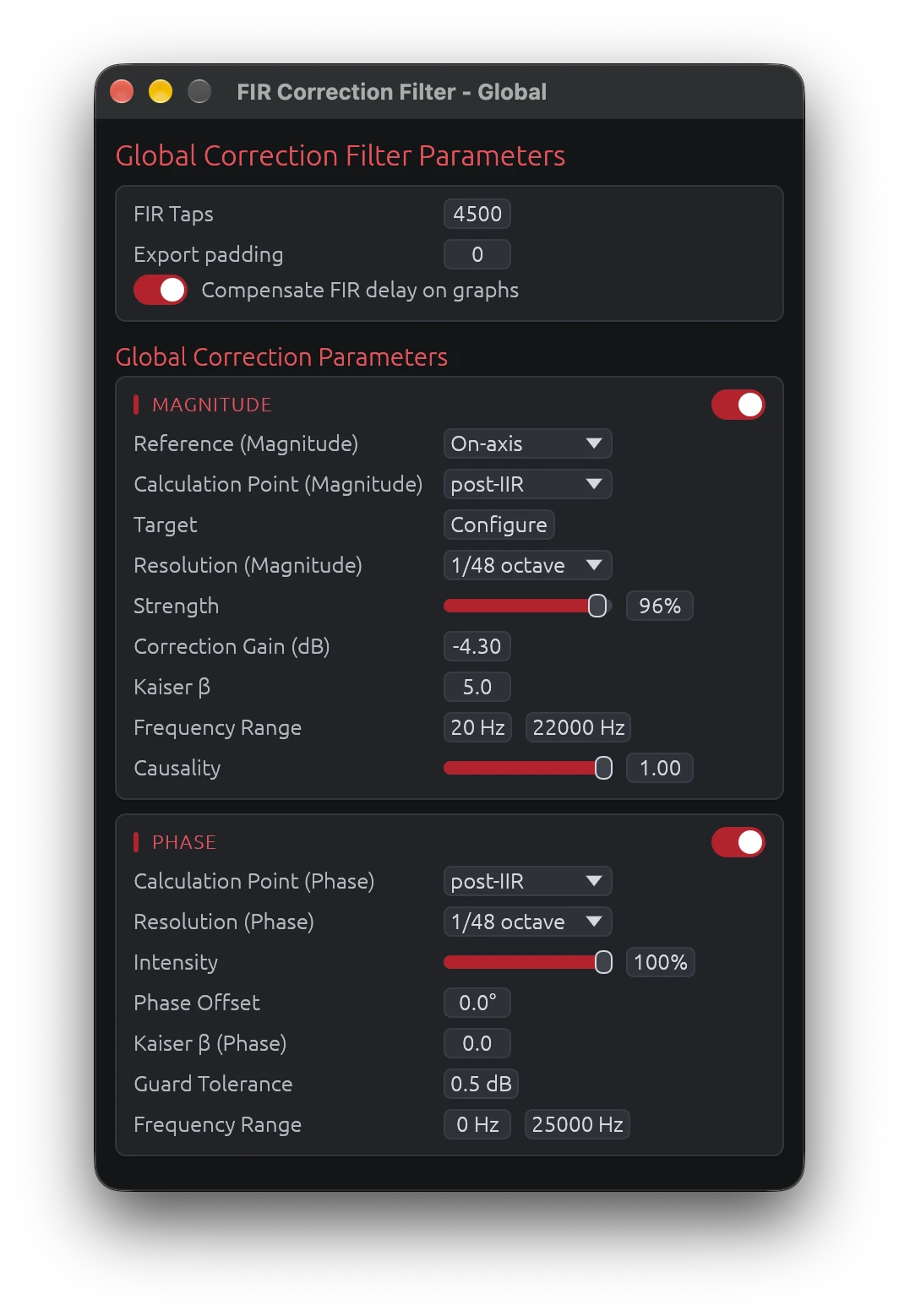 Global FIR Correction Window