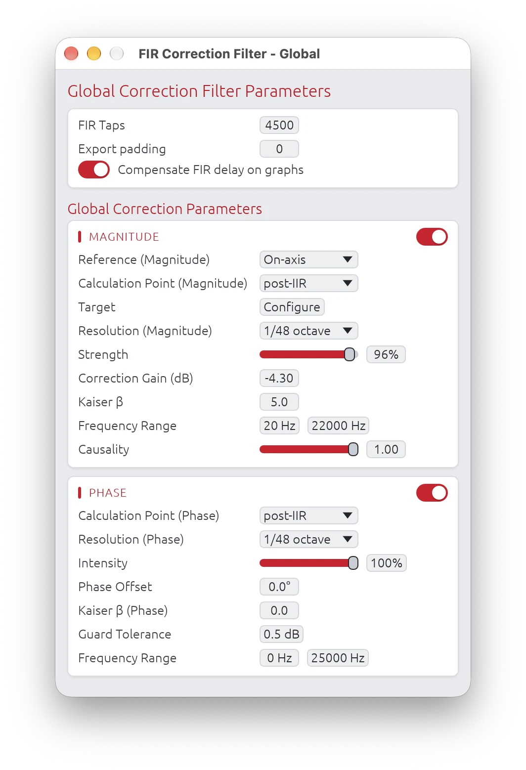 Global FIR Correction Window