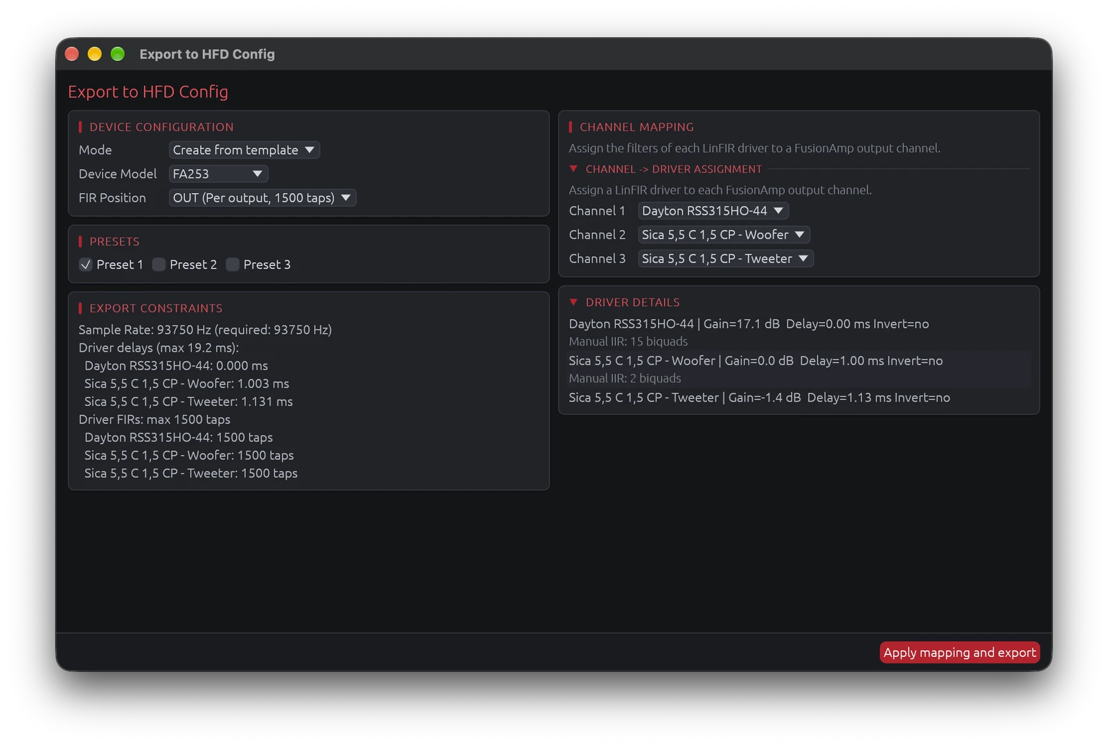 HFD Export Window