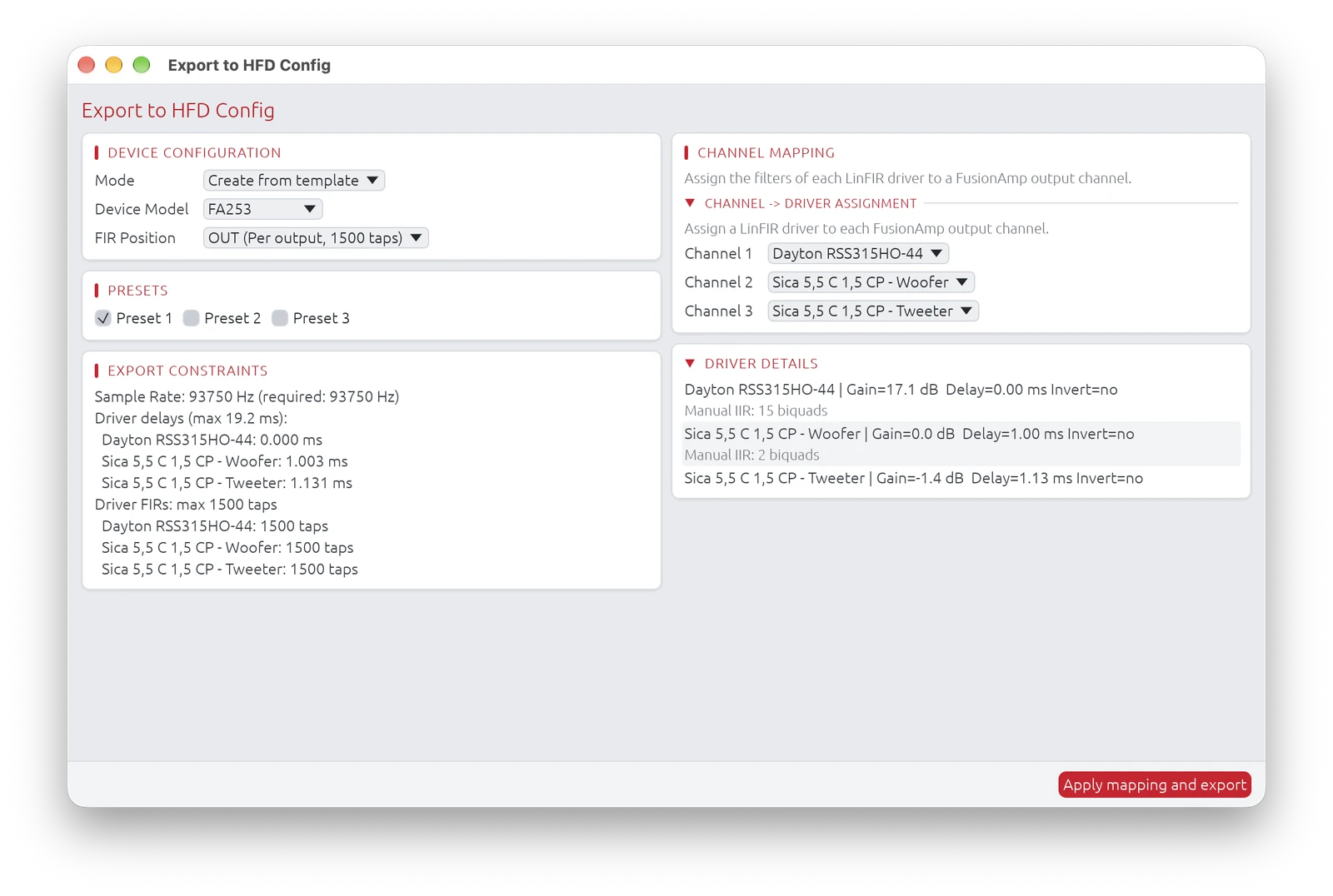 HFD Export Window