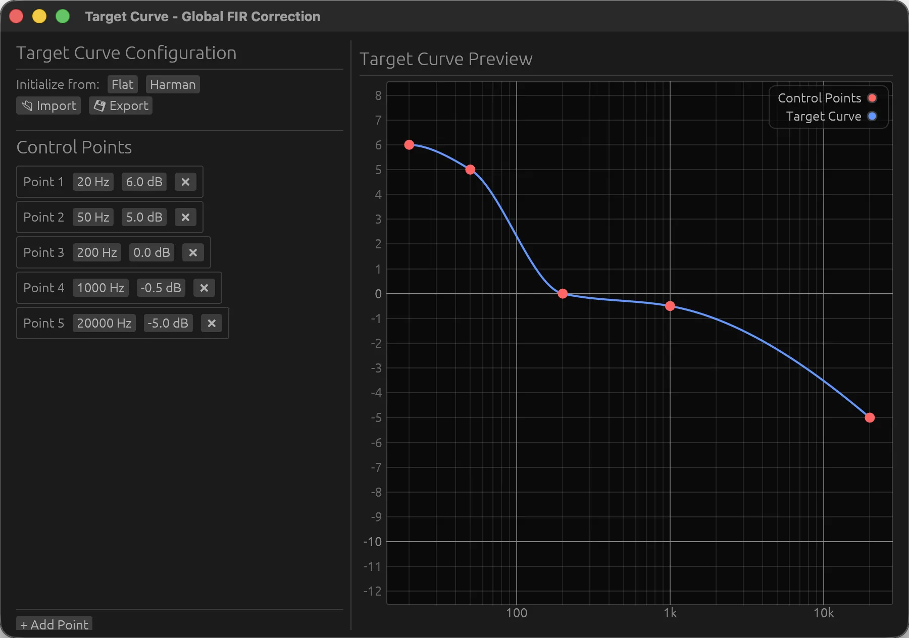 Custom target curve editor.